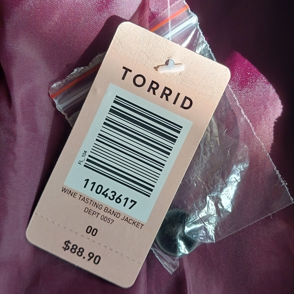 Torrid 00 Wine Tasting Band Jacket New with Tags - Picture 2 of 9